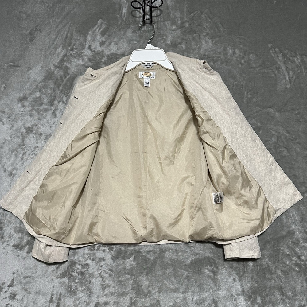 Vintage Talbots Petites 100% Irish Linen Blazer Jacket Womens 4P Ivory Old Money - Picture 9 of 10